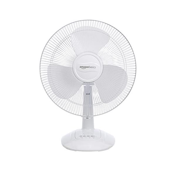 Amazonbasics High Speed Table Fan For Cooling With Automatic Oscillation 400 Mm 55w White Home And Kitchen Shop