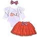 Infant Baby Girl Outfits 1st Birthday Pumpkin Long Sleeve Romper Top Ruffle Tulle Tutu Skirt Headband 3pcs Clothes Set (One, 18 Months)