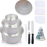 4" 7" 9" Leakproof Aluminum Round Cheesecake Pan - foil Boards,Cake Stripping Knife 2 Icing Spatulas 3 Icing Smoother