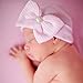Melondipity Newborn Vintage Pearls & Rhinestone Hat with Bow - Baby Beanie Head Wraps for Girls - Soft Knitted & Cute Fall Winter Hospital Caps for Infants White and Pink Striped