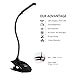Raniaco Led Clip Reading Light, Daylight 12 LEDs Reading Lamp-3 Brightness, USB Rechargeable, Touch Switch Bedside Book Light with Good Eye Protection Brightness