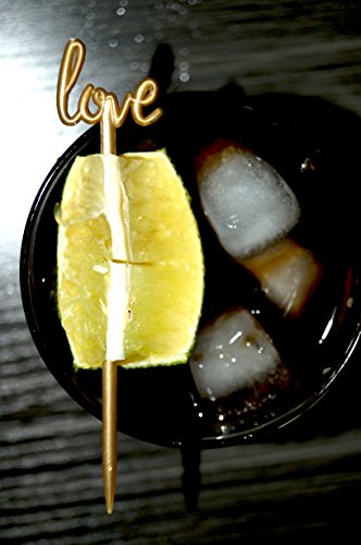 Royer 4.5 Inch Plastic Love Script Wedding Cocktail Picks, Set of 48, Gold - Made In USA