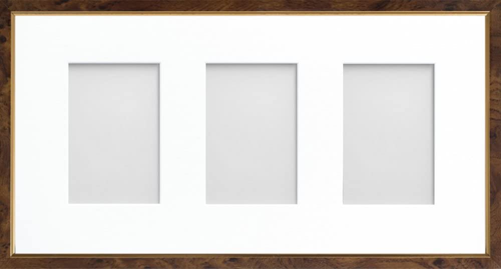 Frame Company Drayton Multi Aperture Photo Frame, Walnut, 20x10 for 6x4 inch (x3)
