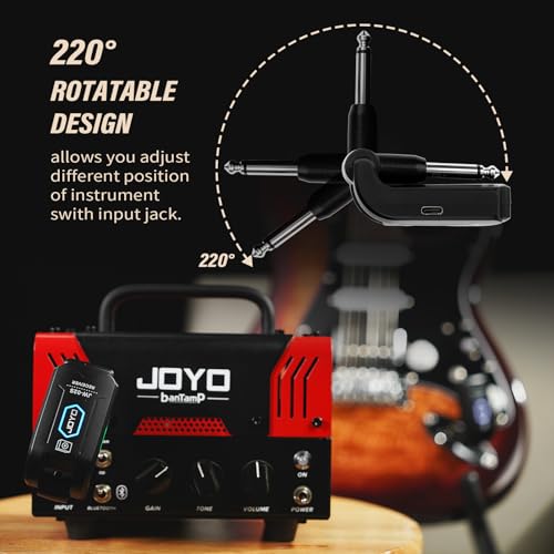 JOYO - Sistema inalámbrico para guitarra, 5.8 GHz, transmisor y receptor inalámbricos para guitarra, audio recargable con 4 canales de señal para guitarra eléctrica y bajo 20M, (JW-02S)