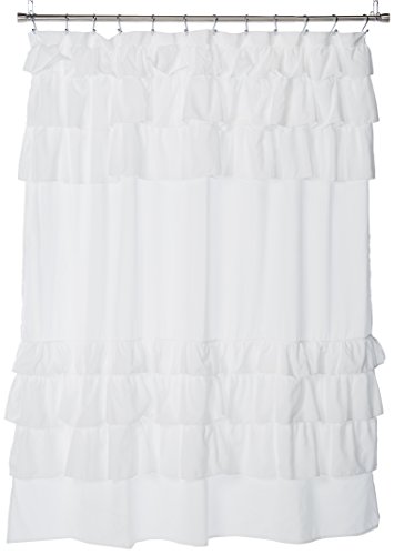 Free Shipping Grace White Shower Curtain Solid Cottage Top Shower