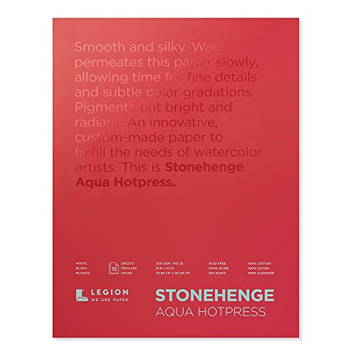 Stonehenge Aqua Hot Press Watercolor Paper Block 9X12 140Lb, White