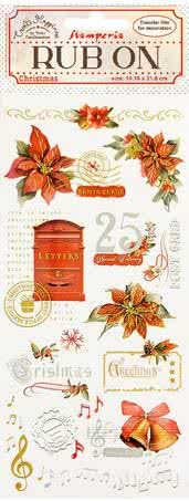 Stamperia Rub On 10.16 cm x 21.6 cm Create Happiness Christmas Poinsettia