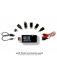 Multímetro USB y comprobador de seguridad Powerbank capacidad de la batería y comprobador de carga (voltaje potencia corriente amperaje calentamiento ah mAh Wh) incl. micro-USB mini-USB USB-C DC macho hembra accesorios de conversión