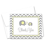 50 Cnt Grey Yellow Chevron Elephant Baby Thank You Cards