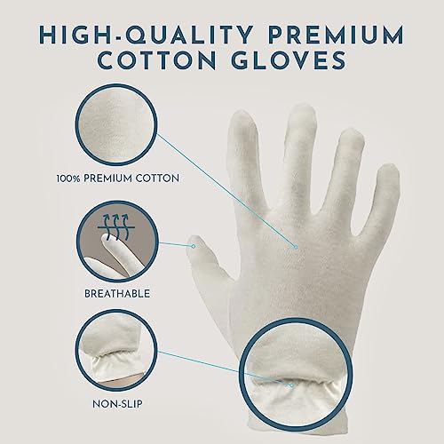 Gaxcoo 100 Premium Cotton Moisturizing Gloves for Dry Hands & Eczema
