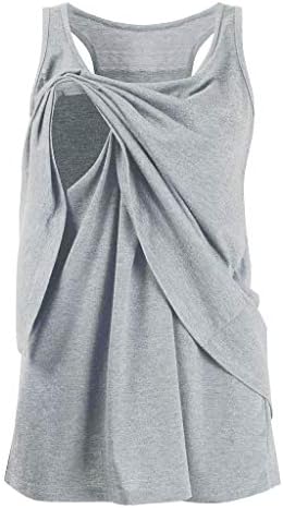 Women's Maternity Loose Tunic Comfy Pull-up Nursing Cami Tops Vest Tank for Breastfeeding (Gray, 2XL)