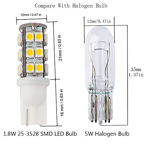 GRV T10 Wedge 921 194 25-3528 SMD LED Bulb lamp Super Bright Warm White DC 12V Pack of 10