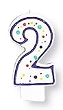 Creative Converting CANDLE-4561 Polka Dot 2 Numeral Candle, 3-Inch x 1.5-Inch