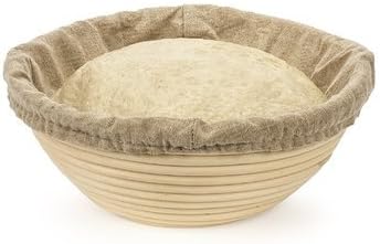 Dealery Eco-Friendly Banneton Bread Proofing Basket - Premium 10 Inch Round Rattan Rising Basket - Brotform With Removable Linen Cloth Liner