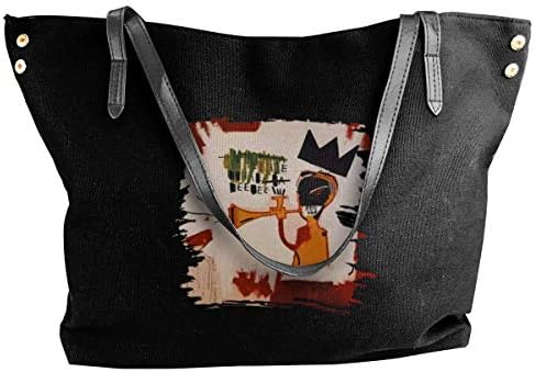 Women's Canvas Shoulder Tote Bag Jean-Michel-Basquiat Shopping Casual Large Capacity Handbag