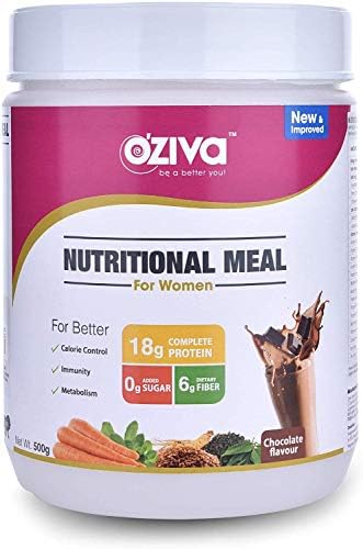 OZiva Nutritional Meal Shake, Women, High Protein Meal Replacement Shake with Ayurvedic Herbs (Chocolate,16 Servings)-oziva Powder 500/1000 GR (oziva Nutritional for wome 1000 GR-Improve)