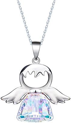 WEGEEY 925 Sterling Silver ladies fashion necklace with Crystal Gifts Jewelry for Womens Girls (Silver F)