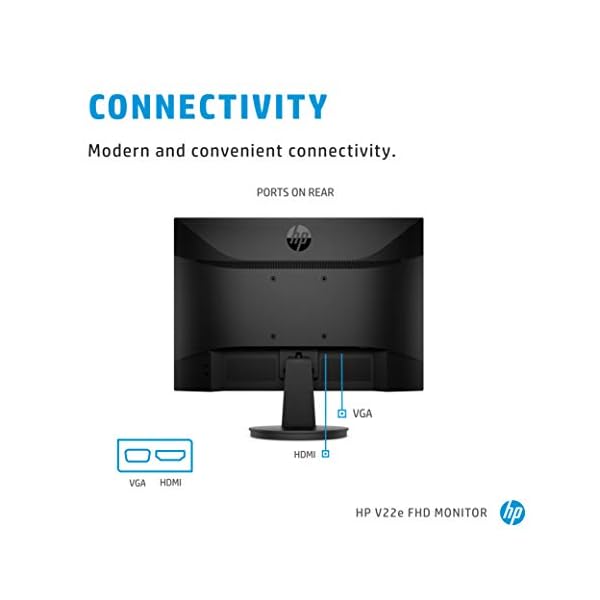 HP v22e Full HD Monitor (1920 x 1080) 21.5 Inch (1 VGA, 1 HDMI) - Black [Amazon Exclusive]