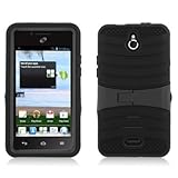 Aimo Wireless for Huawei Valiant Y301/Ascend Plus H881c MetroPCS/Straight Talk Armor 3-In-1 Case with Stand - Retail Packaging - Black