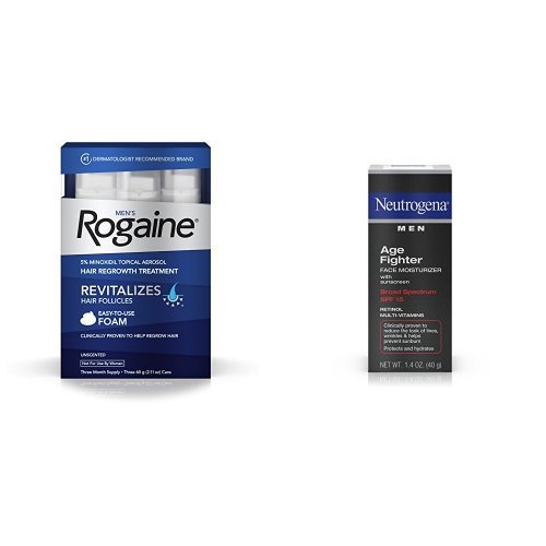 Men s Rogaine Hair Loss & Hair Thinning Treatment Minoxidil Foam and Age Fighter Face Moisturizer With Sunscreen Broad Spectrum Spf 15