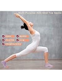 Yoga Socks Non Slip Pilates Barre with Grips for Women 4 Pack by Cosfash