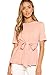 Floerns Women's Tie Waist Knot Summer Keyhole Short Sleeve Top Blouse Pink M