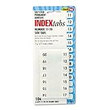 Redi-Tag - Side-Mount Self-Stick Plastic Index Tabs Nos 11-20, 1 inch, White, 104/Pack 31002 (DMi PK
