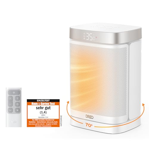Dreo Heizlüfter Energiesparend Klein, 1500W Heizung Elektrisch mit Thermostat, 70° Oszillierend Elektroheizung, PTC Keramik Heizlüfter Leise, ECO-Modu