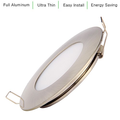 12V LED RV Boat Ceiling Lights Recessed Interior Dome Light Cabinet Roof Cabin Overhead Downlight 3.5W 3inches Brushed Nickel, 4 Pack (Cool White) - Thumbnail 2