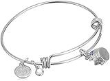 Halos & Glories, Crown Charm Shiny Silver Bangle Bracelet
