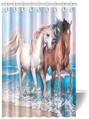 Running Horse on Beach Waterproof Bathroom decor Fabric Shower Curtain Polyester 48 x 72 inches