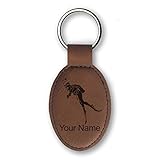 Oval Keychain, Scuba Diver, Personalized Engraving Included (Dark Brown)