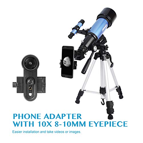 Aomekie Telescope for Adults Astronomy Beginners Kids Telescopes 70mm with 51Inch Adjustable Tripod 10X Eyepiece Phone Adapter 3X Barlow Lens and Backpack