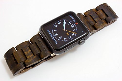 Handcrafted Wooden Band for Apple Watch - Stainless Steel Butterfly Clasp with Adjustable Links - 4 Natural Hardwood Options Men and Women Strap and Bracelet Sizes 38mm 42mm - By Wood Mark