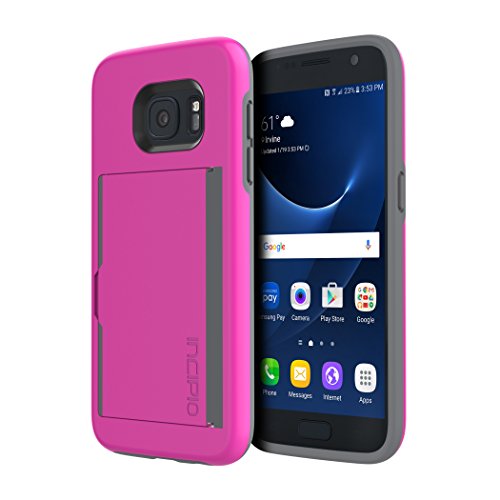 Samsung Galaxy S7 case, Incipio Stowaway, Credit Card Case with Integrated Stand Wallet Polycarbonate Rigid Cover  - Pink
