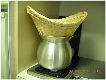 Sticky Rice Steamer Pot and Basket imagination and design is ghost mask on Hallooween Day Home décor., Garden and restaurant.