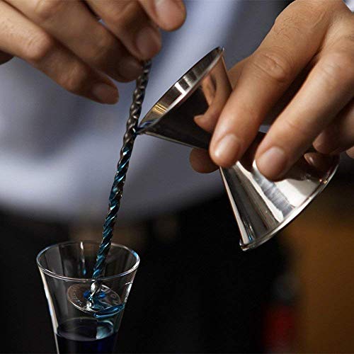 DenSan Cocktail Shaker Set 8 Piece Stainless Steel Professional Bartender Kit, with Stirrer/Bottle Opener/350ml Ice Tongs/Double Jigger/Corkscrew/Cheese Knife/Strainer/Storage Rack (S-1), Silver - Thumbnail 7