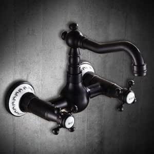 Grifo de lavabo de cobre para baño de color negro y bronce de color