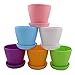 WARMBUY 6 Pack Colorful Round Plastic Plant Pots with Saucers
