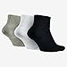 Nike Dri-FIT Cushion Quarter Athletic Socks 3-Pack, Grey Heather/Black/White, Mens Large Size 8-12