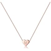 Turandoss Tiny Heart Initial Necklaces for Girls - 14K Rose Gold Filled Heart Pendant Handmade Dainty Heart Letter Initial Necklaces for Teen Girls Jewelry Gifts