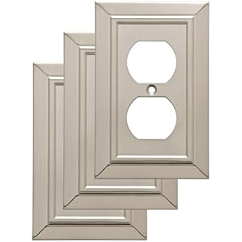 Franklin Brass W35218V-SN-C Classic Architecture Single Duplex Wall Plate/Switch Plate/Cover (3 Pack), Satin Nickel