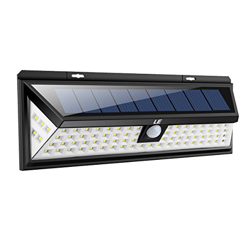 LE 80 LED Solar Lights Outdoor with Motion Sensor, 3 Optional Lighting Modes, 270 Degree Angle, Daylight White 6000K, 8W 1050LM, for Garden, Fence, Yard, Driveway, Front Door and More