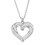 Sterling Silver and Diamond Heart Pendant Necklace (1 cttw, I-J Color, I3 Clarity), 18"