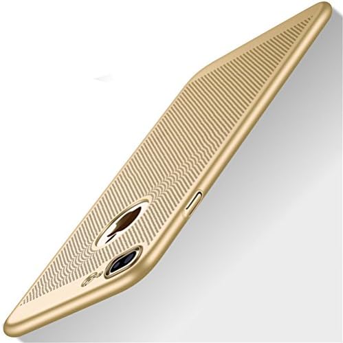 HeyqieSlim Fit iPhone 8 Plus Case, Ultra-Thin [Skin Touch Feel][Heat Dissipating] Silm Anti-Fingerprint Protective Breathable Cooling PC Back Cover Case Compatible with iPhone 8 Plus 5.5"", Gold