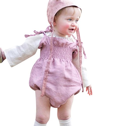 Click Here to See More Images â¤ï¸Baby Clothes Set,Hot New Fashion 2018 Newborn Toddler Infant Kids Children Girls Strap Solid Romper Playsuit Clothes Outfits Clothes (Pink, 3M-6M)