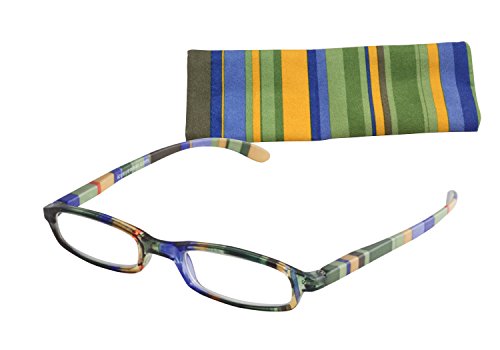 Wink Fancy Slim Green Stripe Reading Glass with Matching Case, +1.25, 0.200 Ounce