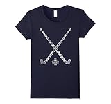 Women's Field Hockey Shirt: Words Funny Graphic Premium T-Shirt Medium Navy