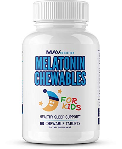 MAV Nutrition Melatonin Sleep Aid Vitamins for Kids with Vitamin D, Chamomile, & Valerian Root, Non-GMO, Vegetarian Friendly, 60 Count
