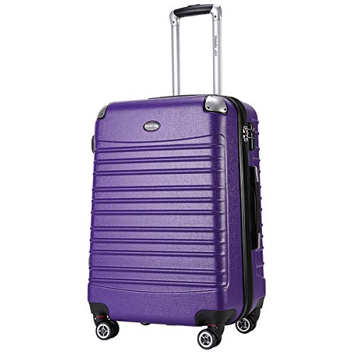 Travel Joy Expandable Luggage Carry on Suitcase TSA Lightweight Hardside Luggage Spinner Wheels Luggage (PURPLE-1,1 pc carryon (20